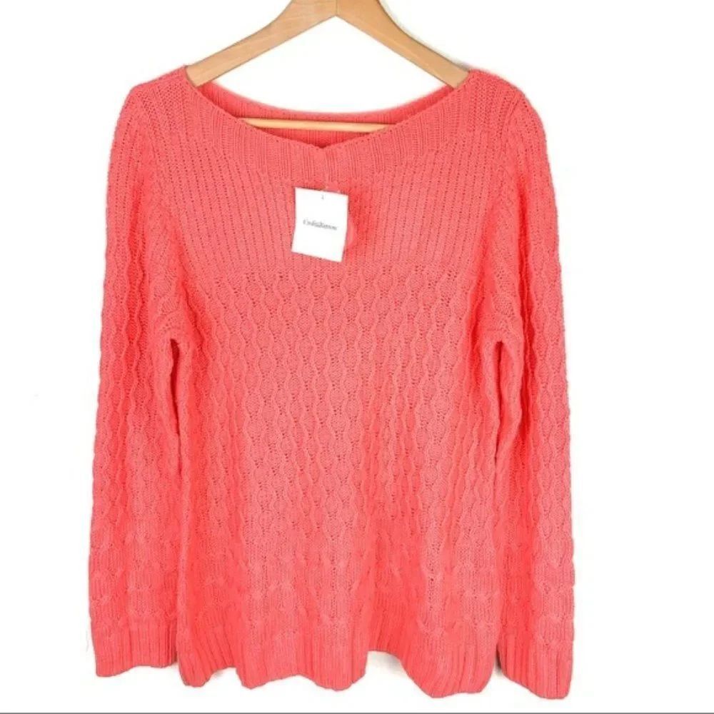 Croft and Barrow Coral Knit Sweater New XL
